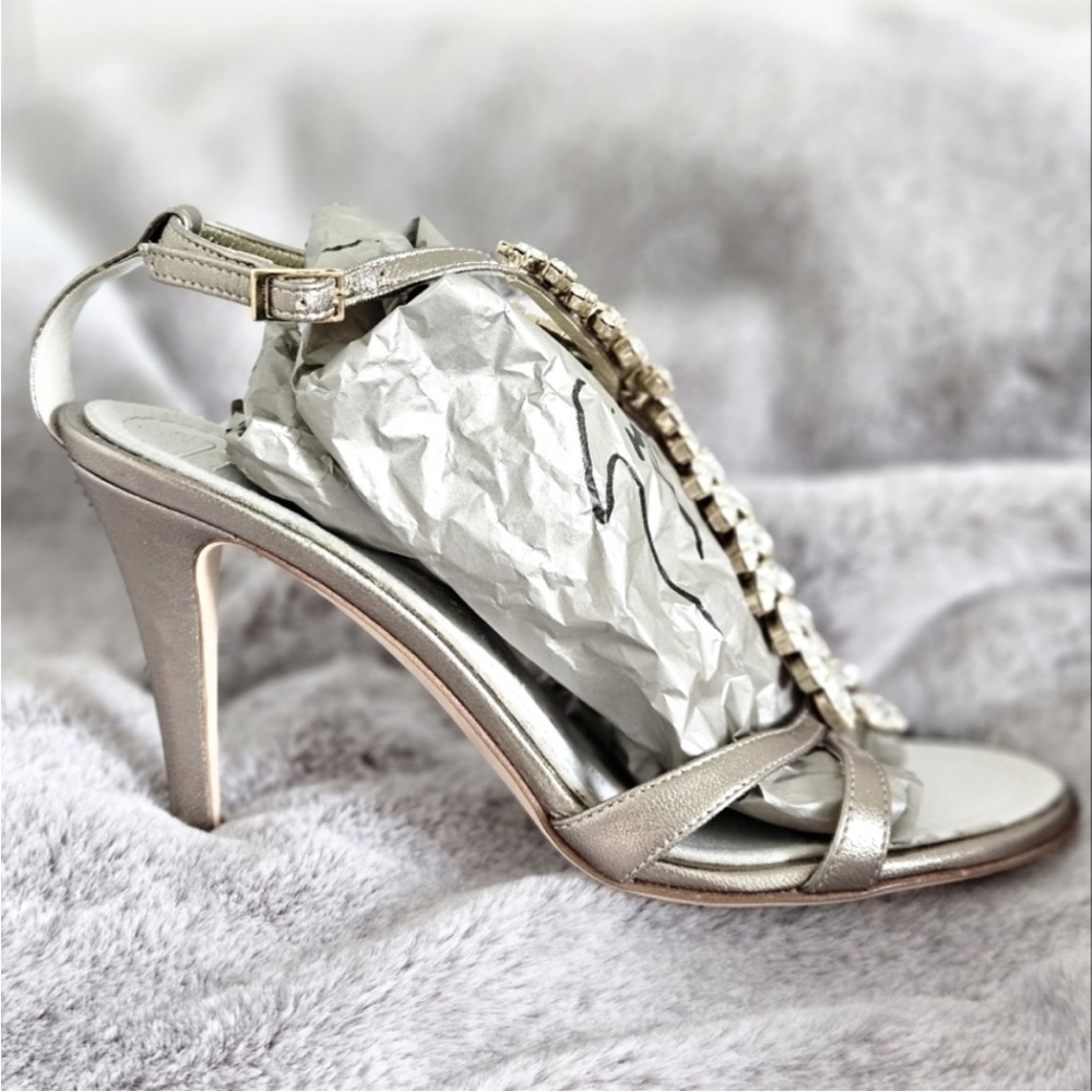 💎✨ RARE Gorgeous Giuseppe Zanotti Taupe Metallic Bejeweled Crystal Sandals - Picture 12 of 14